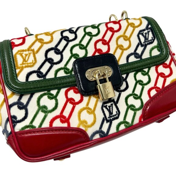 LOUIS VUITTON Vintage LV Logo Velvet Chain Dolly Bag Pochette [104062] - Picture 9 of 14